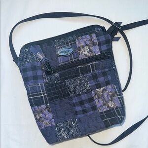 Patchwork Crossbody Bag - Blue lavender and Black